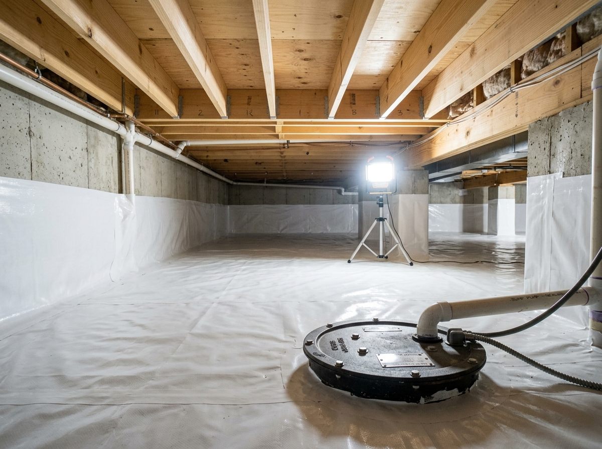 Commercial 20-mil vapor barrier crawl space encapsulation