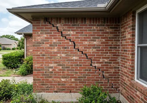 Stair step mortar cracks in exterior brick due to foundation movement
